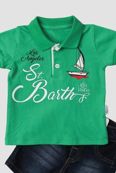 Erkek bebek pamuklu polo takım pantolon üst ikili takım düğün doğum günü nişan nikah bayram - 2