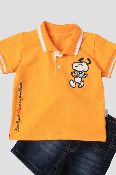 Erkek bebek pamuklu polo takım pantolon üst ikili takım düğün doğum günü nişan nikah bayram - 2