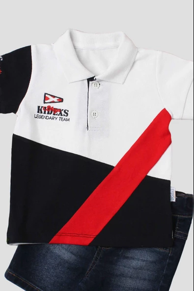 Erkek bebek pamuklu polo takım pantolon üst ikili takım düğün doğum günü nişan nikah bayram - Resim 2