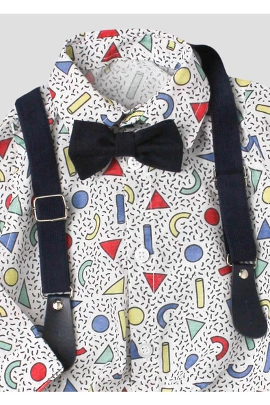 Bebek Takımı Zıbınlı Gömlek Pantolon Papyon Ve Slopet Ayarlana Bilir %100 Pamuklu - 2