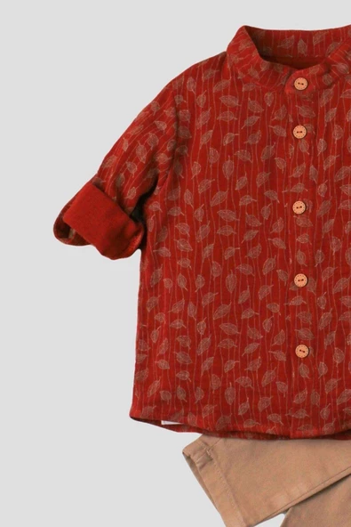 Erkek spor gömlek takım organik desenli alt üst gömlek bebek üçlü takımı - 12