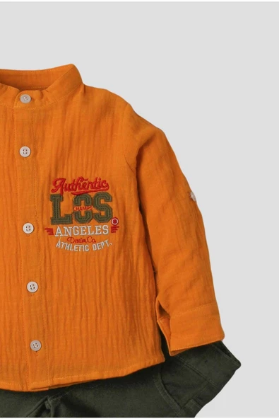 Erkek Spor Gömlek Takım Organik Alt Üst Gömlek Bebek Üçlü Takımı - 4