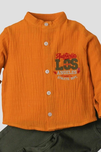 Erkek Spor Gömlek Takım Organik Alt Üst Gömlek Bebek Üçlü Takımı - 2