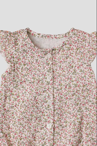 Kız bebek tulumu çiçek desenli %100 pamuklu tulum - 2