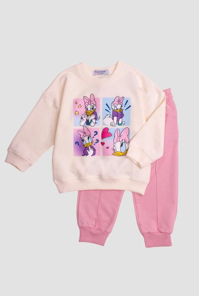 Daisy Duck baskılı Oversize  Alt Üst Bebek Çocuk Eşorfman Takımı