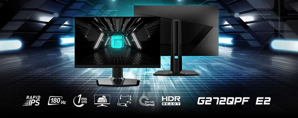 Msı 27" G272qpf E2 2560X1440 (Wqhd) 16:9 Flat Rapıd Ips 180Hz 1Ms Adaptıve-Sync Pıvot Gamıng Monıtor
