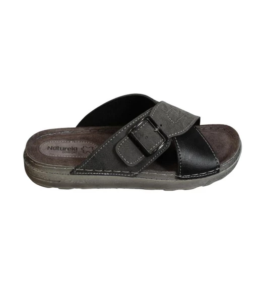 GEZER Erkek Gri Tokalı Comfort Taban  40-46 Numara Terlik - 2