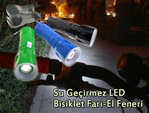 Su Geçirmez LED Bisiklet Farı-El Feneri