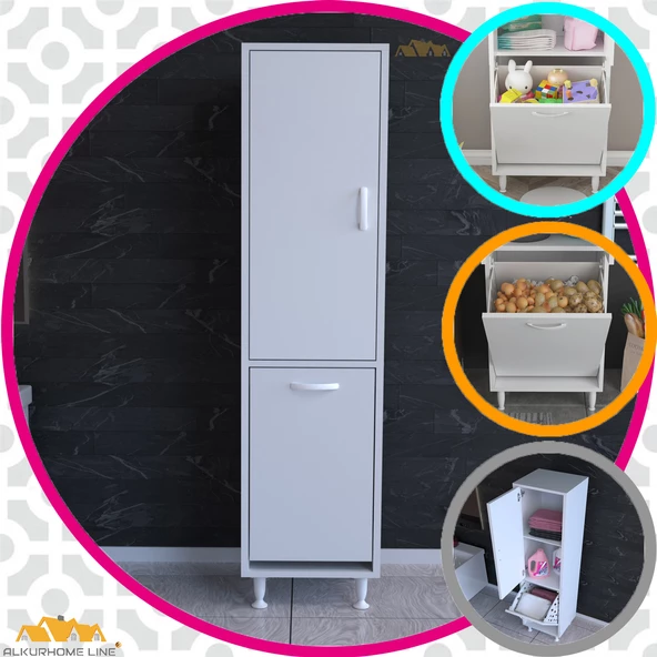 MODİLAYN ECRİN 40x138 cm Çamaşır Ve Erzak Bölmeli Çok Amaçlı Dolap - Resim 2