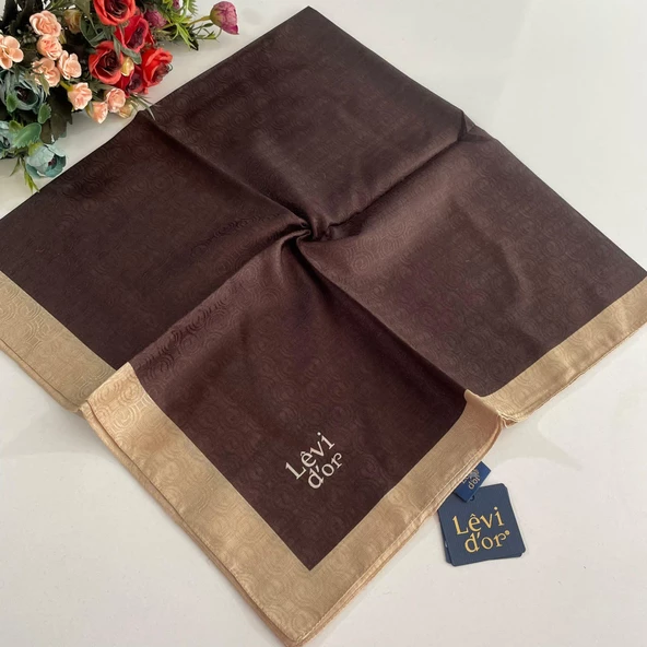 Levidor Premium Monogram Eşarp Kahve GX0207