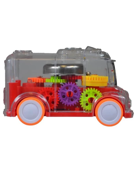 Ctoy Işıklı Sesli Şeffaf Minibüs Kırmızı - 2