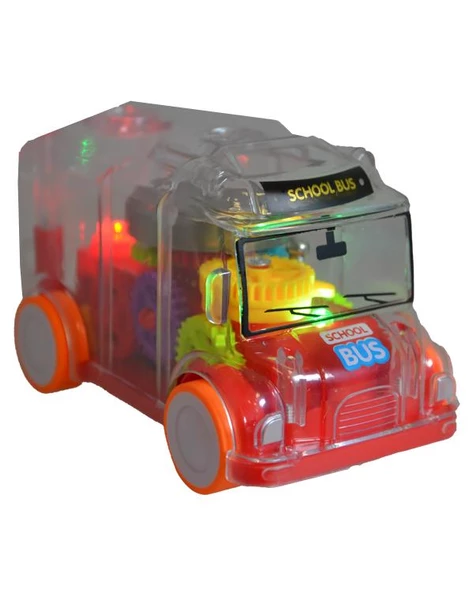 Ctoy Işıklı Sesli Şeffaf Minibüs Kırmızı - 3