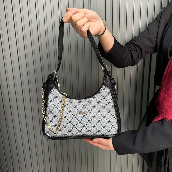 Armine Bayan Çanta Noktalı Gri AR38603 - Resim 2