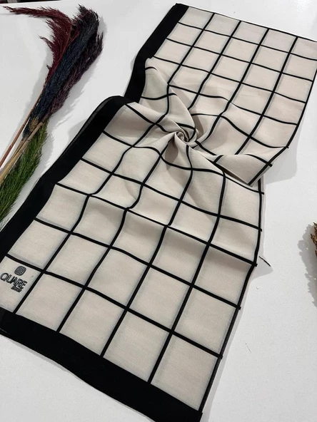 Quare Soft Pamuklu Şal Siyah Beyaz LDSQ0718