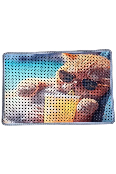 Kedi Kumu Paspası, Delikli Kedi Tuvaleti Paspası, Dijital Baskılı Kedi Paspası - Resim 3