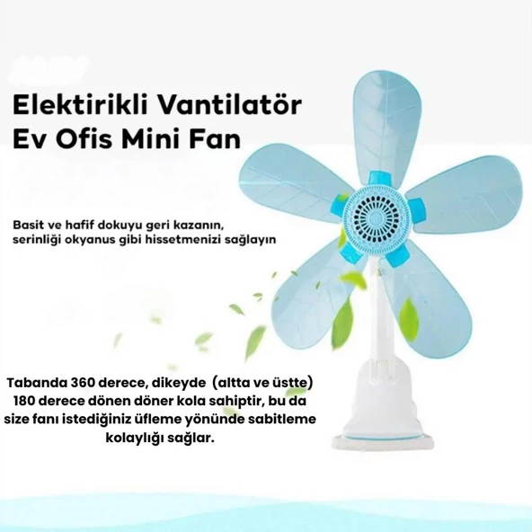 Polham Masaüstü Klipsli Sessiz Ayarlanabilir Açılı Mini Vantilatör, Ofis, Yatak Odası, Ev Tipi Vantilatör - 2