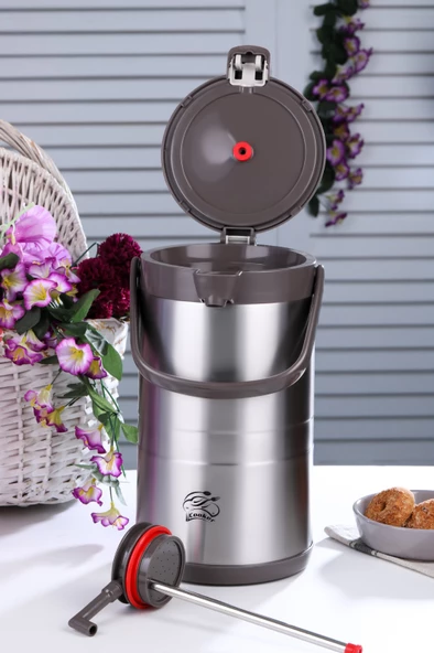 Cooker CKR2008 3.5 Lt Çift Katlı Paslanmaz Çelik Pompalı Termos - 10