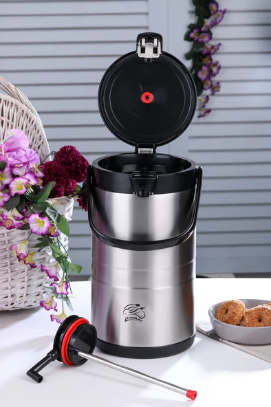 Cooker CKR2008 3.5 Lt Çift Katlı Paslanmaz Çelik Pompalı Termos - 8