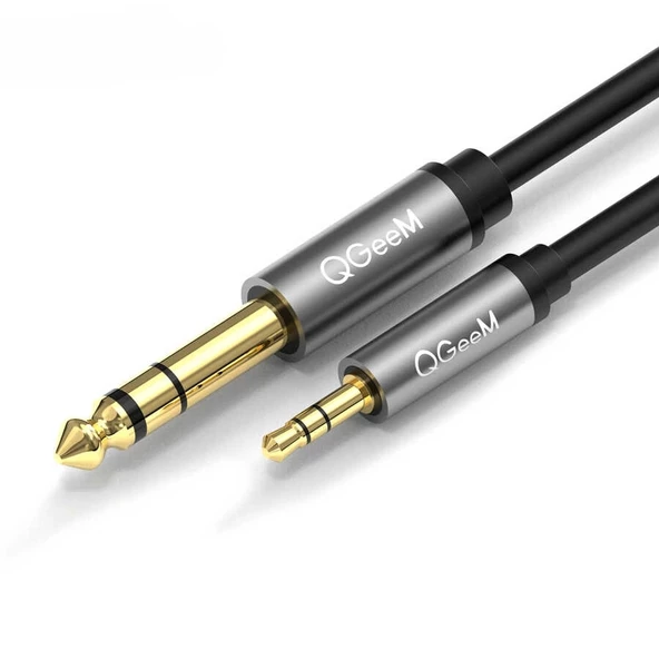 Qgeem QG-AU02 3.5mm Akıllı Saat Kordonu To 6.35mm Akıllı Saat Kordonu Aux Audio Kablo 1.5M