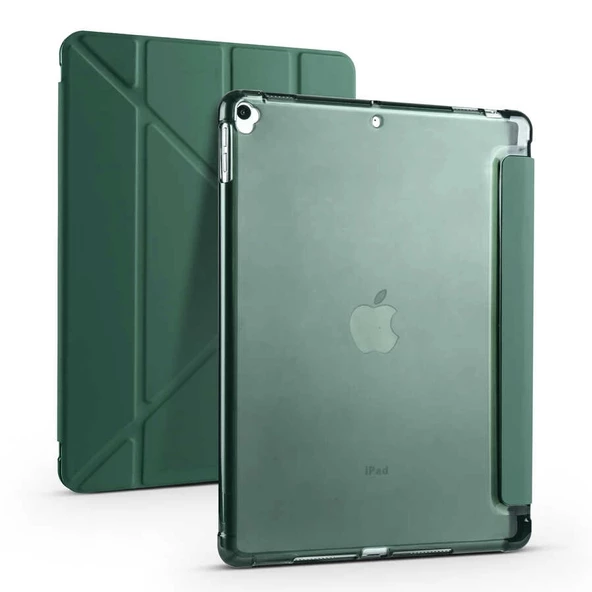 iPad 10.2 2021 (9.Nesil) Uyumlu Kılıf  Tri Folding Kalem Bölmeli Standlı Kılıf