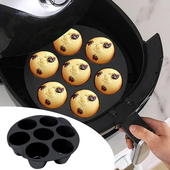 Silikon Airfryer Muffin Cupcake Kek -Kurabiye Pişirme Kalıbı 7 Bölmeli