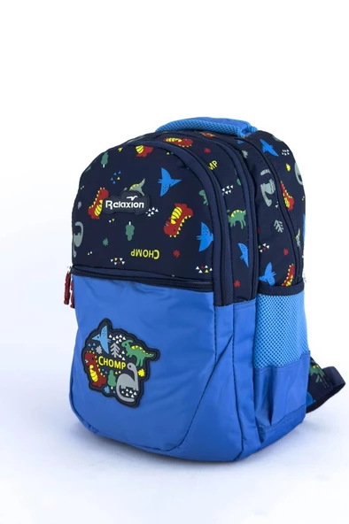 Relxion İlkokul Çantası Beslenmeli Dinazor Mavi 1350 - 3