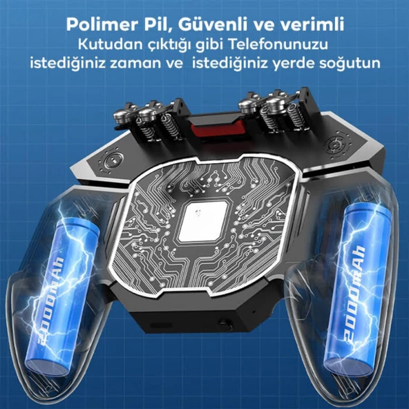 Polham 4000Mah Bataryalı Radyatörlü Süper Soğutucu Telefon Oyun Konsolu, 6 Parmak Ultra Sessiz Soğutucu - 3