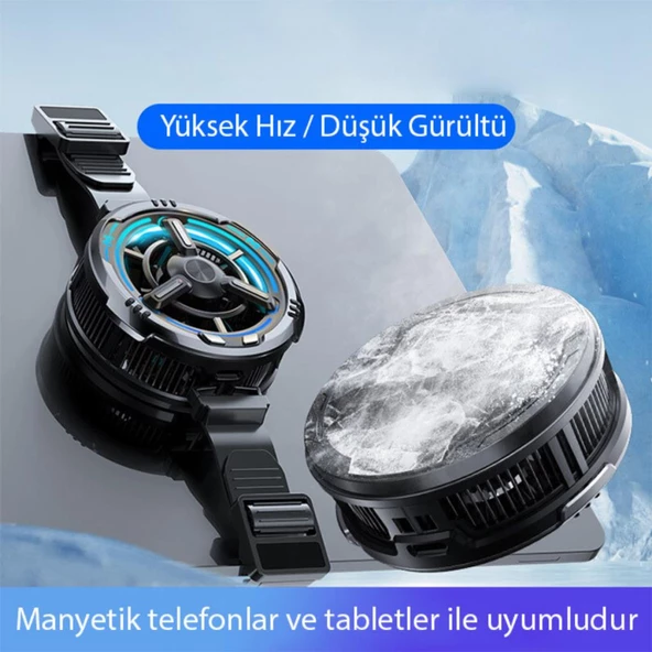 Polham 36W RGB Işıklı Kablolu Radyatörlü Telefon ve Tablet Soğutucu,Manyetik Mıknatıslı Soğutma Fanı - 3