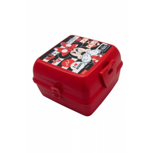 Piev 2 Bölmeli Kilitli Çatal Kaşıklı Minnie Mouse Beslenme Kabı Kırmızı - 4
