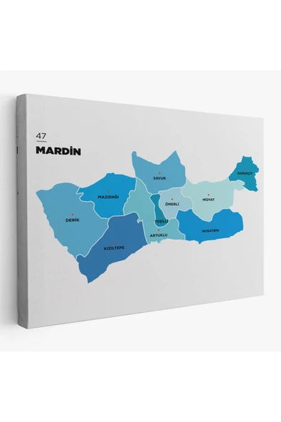 Mardin İli ve İlçeler Haritası  Dekoratif Kanvas Tablo 1417