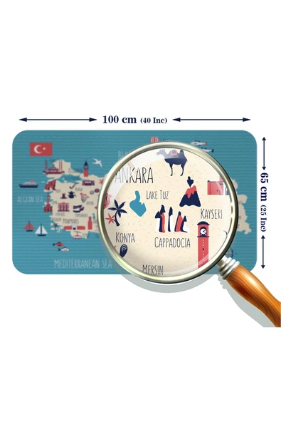 Eğitici ve Öğretici Cocuk Odası Türkiye Haritası Duvar Sticker-60x105-3874 - 3