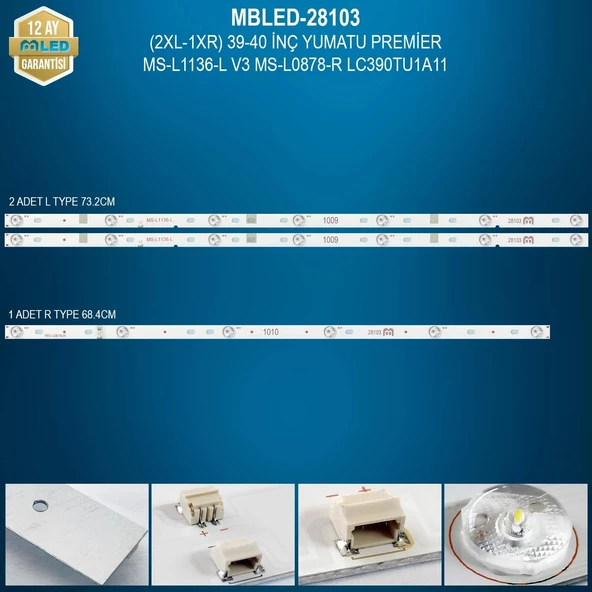 Mbled (2xl-1xr) 39-40 İnç Yumatu Premier Ms-l1136-l V3 Ms-l0878-r Lc390tu1a11