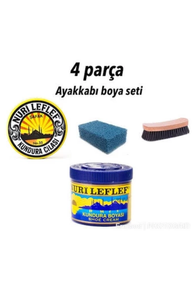 Leflef Ayakkabı Boya Seti 4 Parça Boya Cila Sünger Fırça - 3