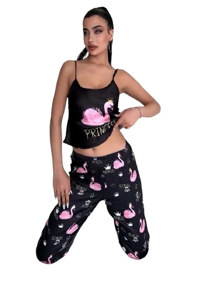 Victoria Secret 8016 Kadın Saten Askılı Pijama Takım