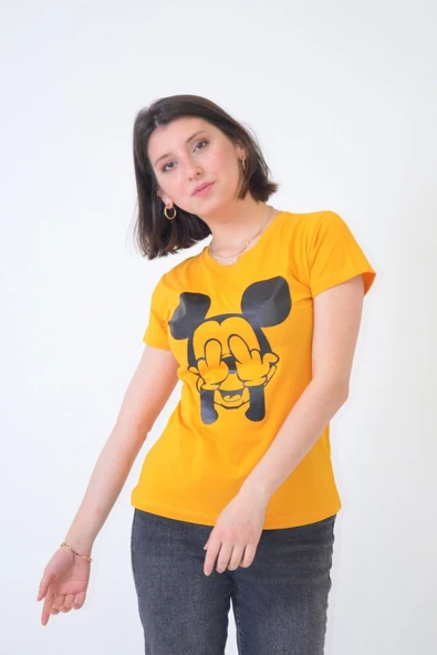 Bisiklet Yaka Baskılı T-Shirt 8735