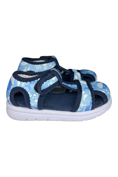 Mavi Balina Baskılı Çocuk Sandalet - 2