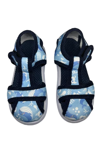Mavi Balina Baskılı Çocuk Sandalet - 3