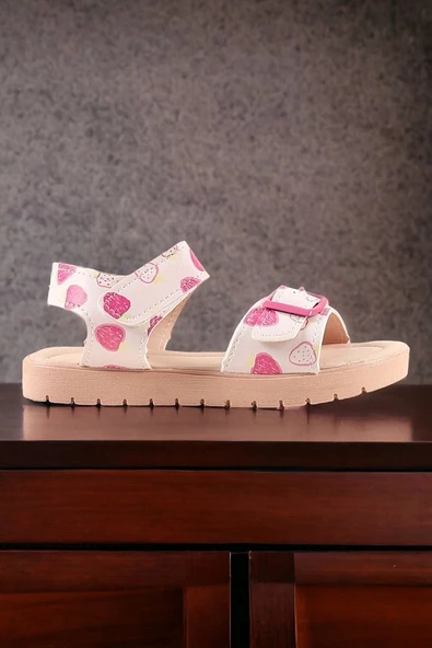 Pembe Baskılı Kız Çocuk Sandalet - 2