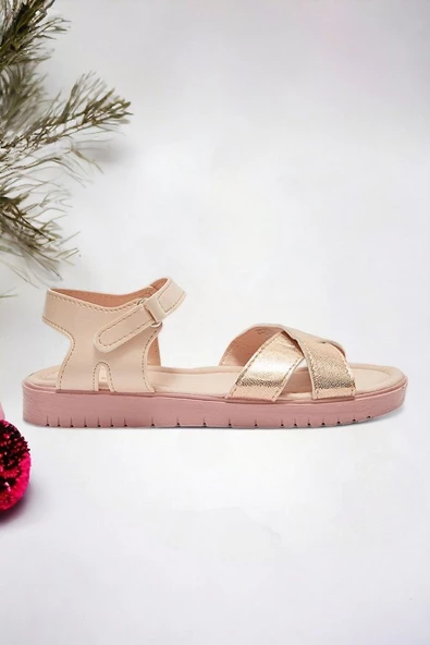 Çapraz Pudra Pembe Eflatun Kız Çocuk Sandalet - 2