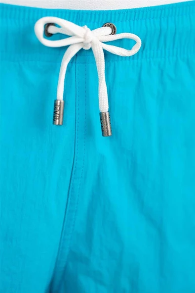 Turkuaz Su İtici Özellikli Naylon Kumaş Düz Renk Basic Erkek Plaj Deniz Şort Mayo - 540-Turkuaz - Resim 6