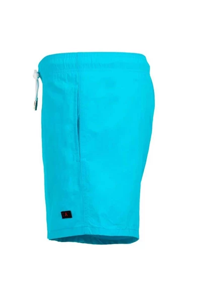 Turkuaz Su İtici Özellikli Naylon Kumaş Düz Renk Basic Erkek Plaj Deniz Şort Mayo - 540-Turkuaz - Resim 3