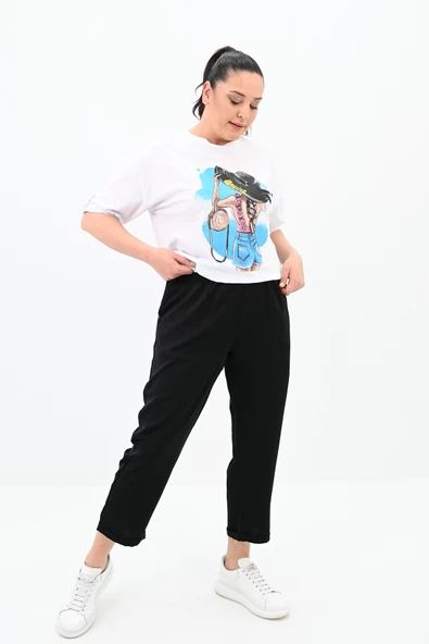 Kadın Büyük Beden Oversize T-shirt Takım 8104-24 - 3