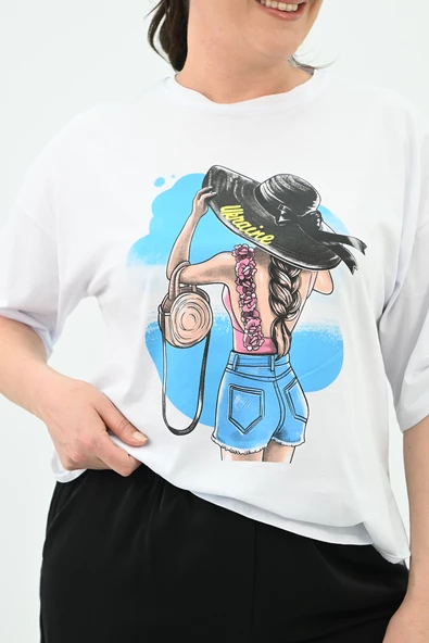 Kadın Büyük Beden Oversize T-shirt Takım 8104-24 - 5