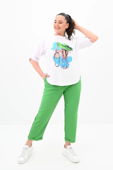 Kadın Büyük Beden Oversize T-shirt Takım 8104-24 - 6