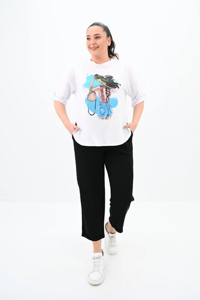 Kadın Büyük Beden Oversize T-shirt Takım 8104-24 - 2