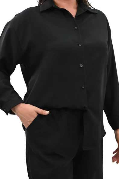 Kadın Büyük Beden Şortlu Keten Takım 8121-25 - 6