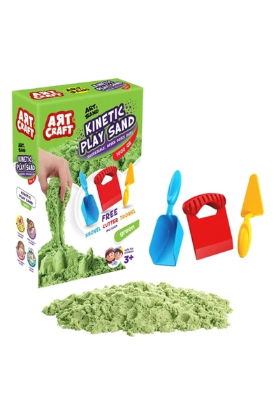 Aksesuarlı Yeşil Kinetik Oyun Kumu (1000 gr.) - Art Craft Kinetik Kum Seti - Art Sand Kumu - 2