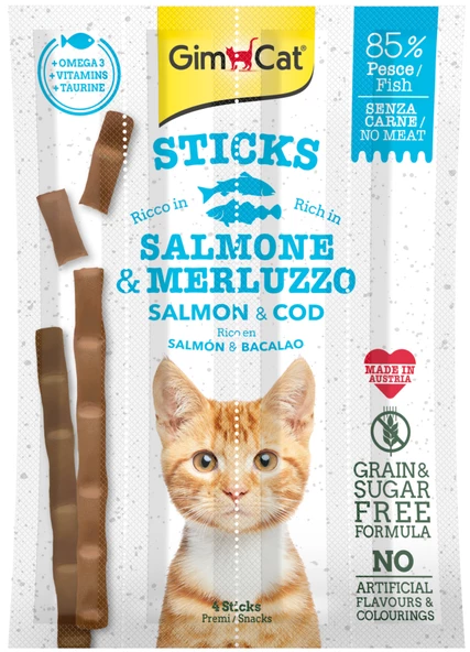 Gimcat Sticks Somon Atlantic Morina Etli Kedi Ödül Çubukları 4 'lü 20gr.