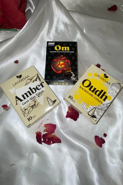 Organik Tütsü Seti Geri Akış Back Flow Şelale 3d Tütsü Doğal Kokulu Aum Om Audh - Resim 2