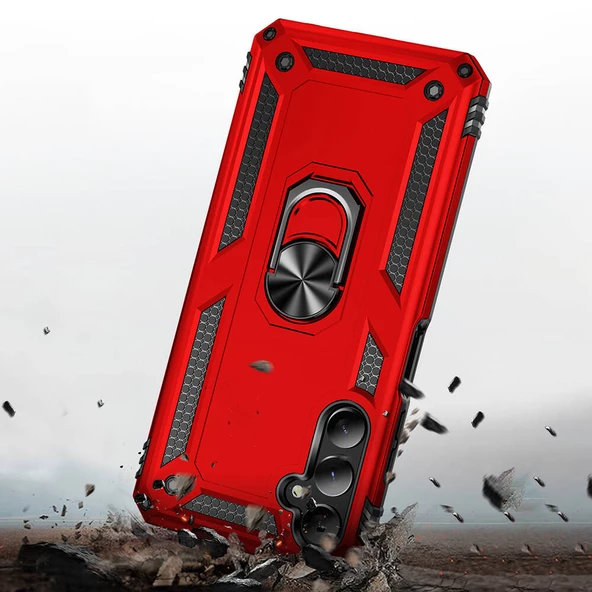 Samsung Galaxy A05S Kılıf Vega Tank Sert Yüzüklü Standlı Zırh Koruma Kapak - Resim 5